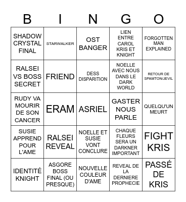 CHAPITRE V Bingo Card