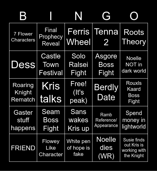 DELTARUNE CHAPTER 5 BINGO Card