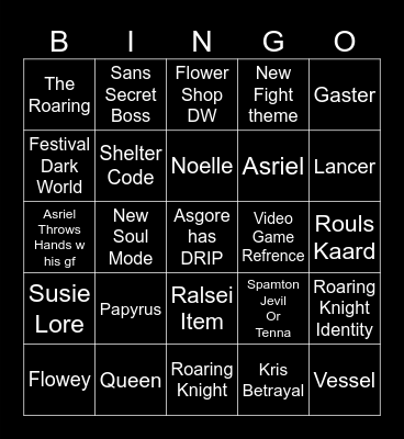 Deltarune Ch5 Bingo Card