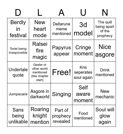 Bingi cwrd deltqrune chapter 5 Bingo Card