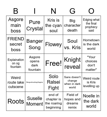 DELTARUNE CHAPTER 5 Bingo Card