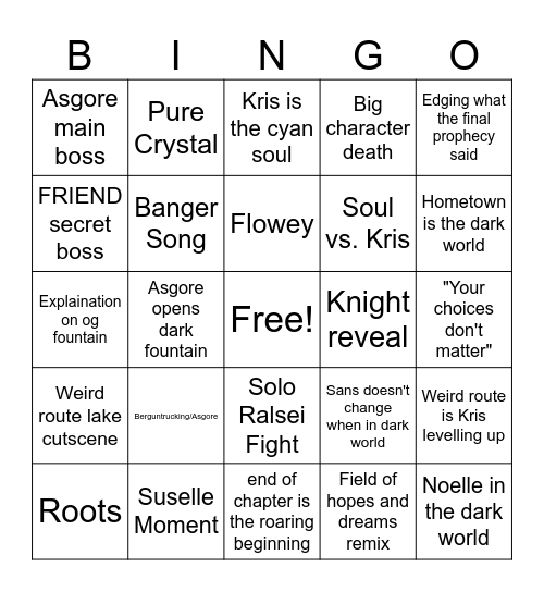 DELTARUNE CHAPTER 5 Bingo Card