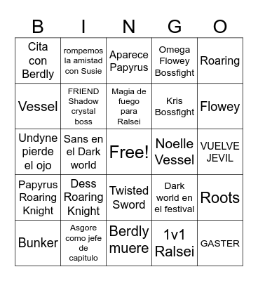 Deltarune Chapter 5 Bingo Card