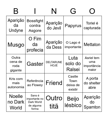 DELTARUNE Cap. 5 Bingo Card