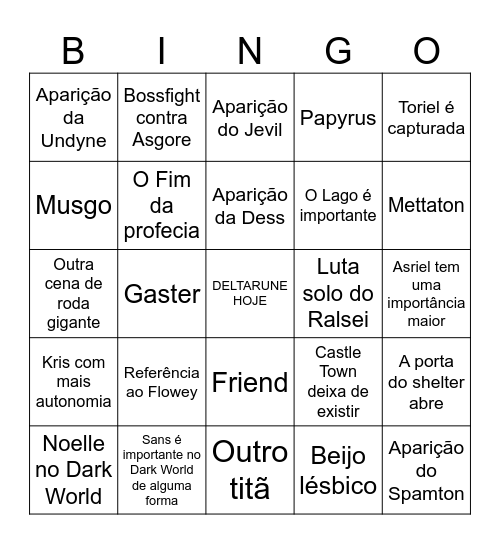 DELTARUNE Cap. 5 Bingo Card