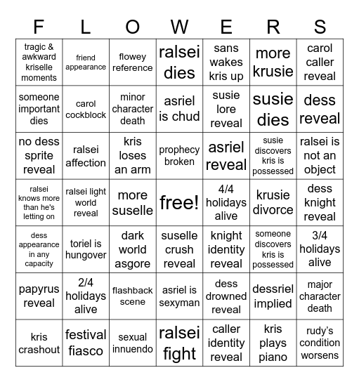 deltarune chapter 5 megabingo Card