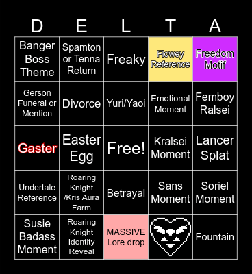 Deltarune chapter 5 bingo card Bingo Card