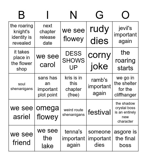 DELTARUNE Bingo Card