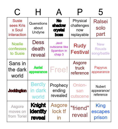 DELTARUNE Bingo Card