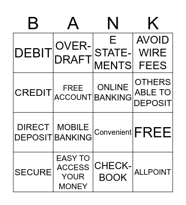 BANK ACCOUNT? Bingo Card