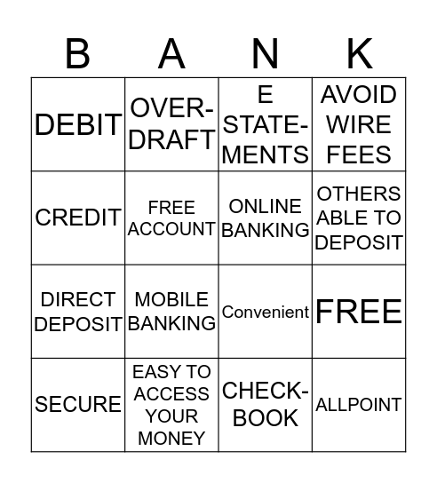 BANK ACCOUNT? Bingo Card