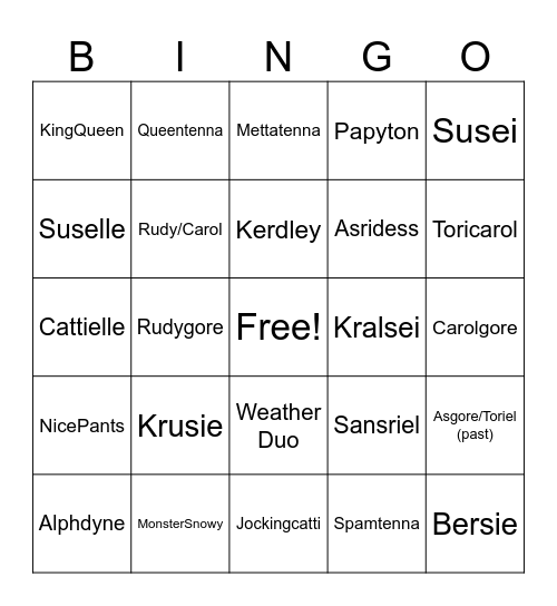 DELTARUNE CH 5 (SHIPS EDITION) Bingo Card