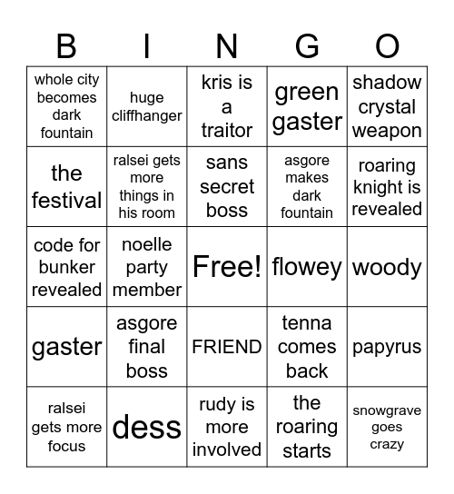 DELTARUNE CHAPTER 5 BINGO Card