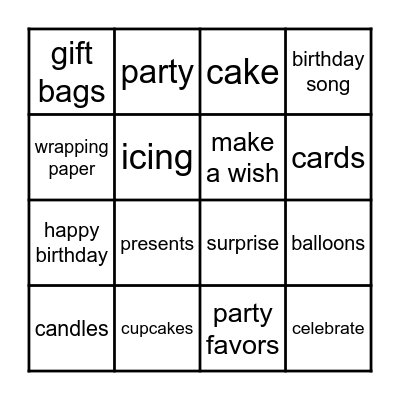 Birthday Bingo Card
