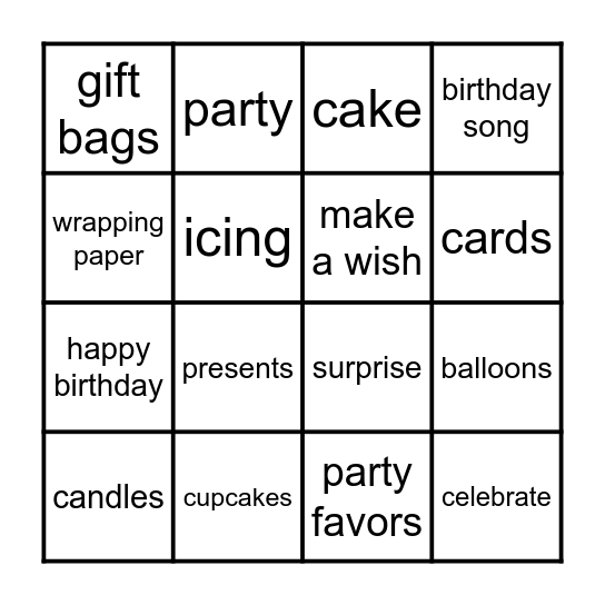 Birthday Bingo Card