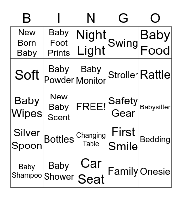 Baby Shower Bingo Card