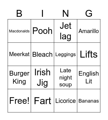 Emma's Hen Bingo Card