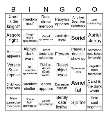 DELTARUNE CHAPTER 5 Bingo Card