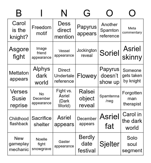 DELTARUNE CHAPTER 5 Bingo Card