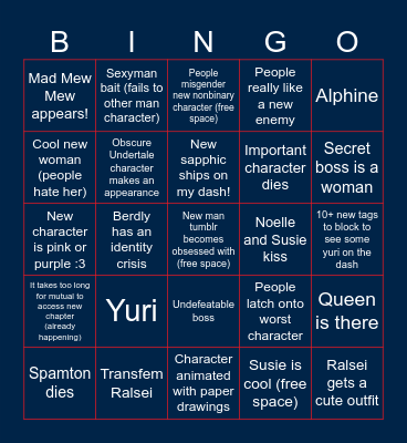 Yuri's predictions Bingo Card