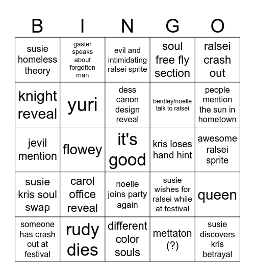 deltarune chapter 5 Bingo Card
