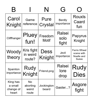Deltarune chapter 5 Bingo Card