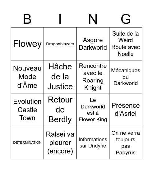 DELTARUNE Chapter 5 Bingo Card
