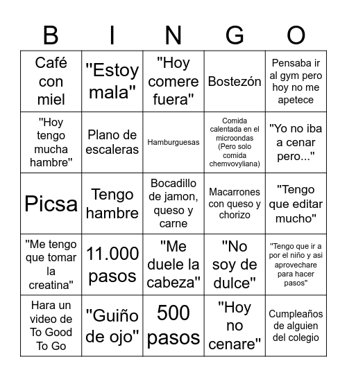 DIERTA DE RECORTE Bingo Card