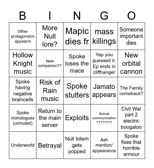 the end is coming?????? spoke????????? Bingo Card