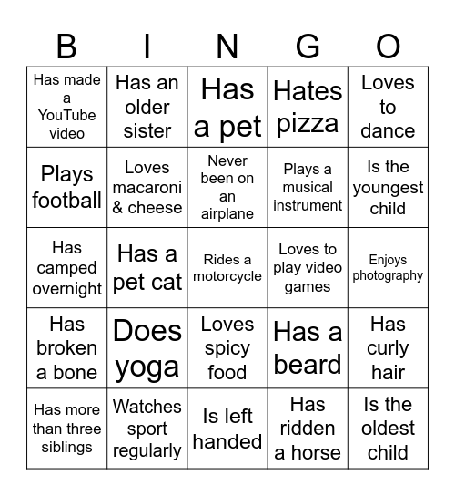 Person BINGO! Bingo Card