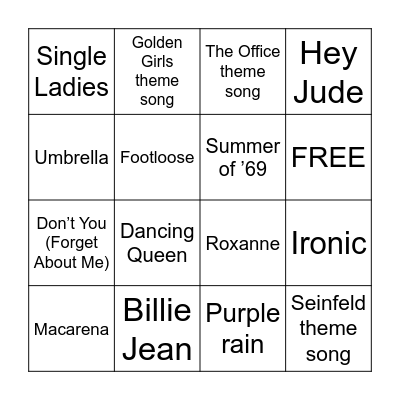 Music Bingo Card