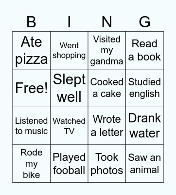 PAST SIMPLE BINGO Card