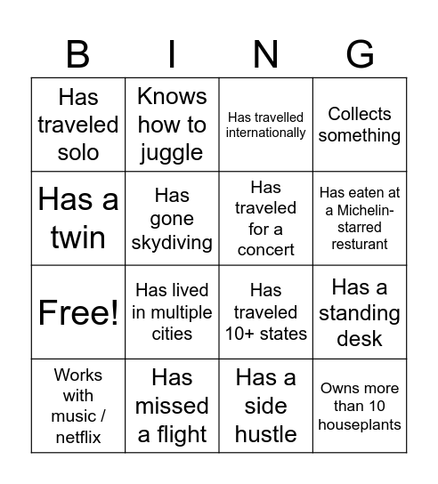 Bingo! Bingo Card