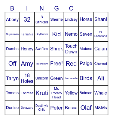 WaHoo Wednesday Bingo Card