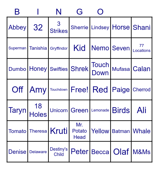 WaHoo Wednesday Bingo Card
