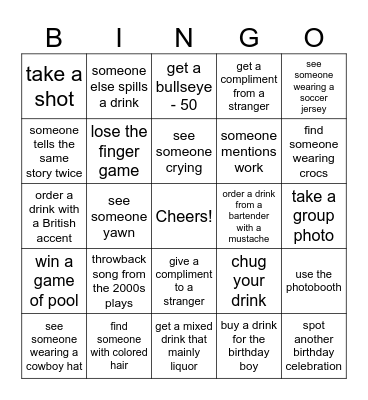 Birthday Bingo Card