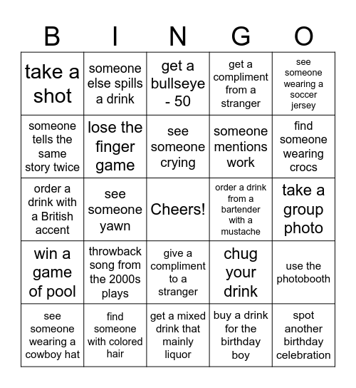 Birthday Bingo Card