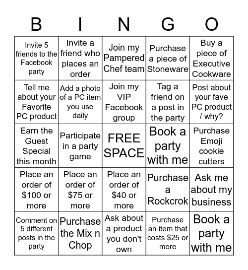 HOST BINGO Card