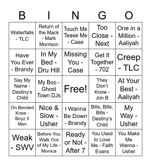 Clif’s R&B Bingo Bash Bingo Card