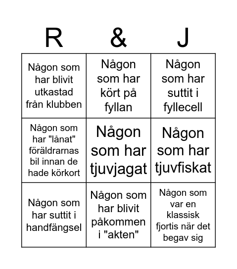 Fördomsbingo Card