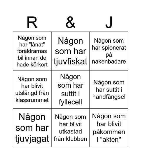 Fördomsbingo Card