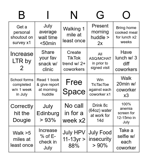 Miller's Summer Bingo: July 25-Aug 7, 2026 Bingo Card