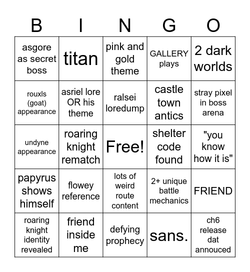 deltarune ch5 Bingo Card