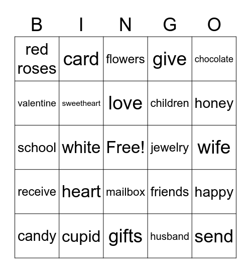 Happy Valentine's Day Bingo Card