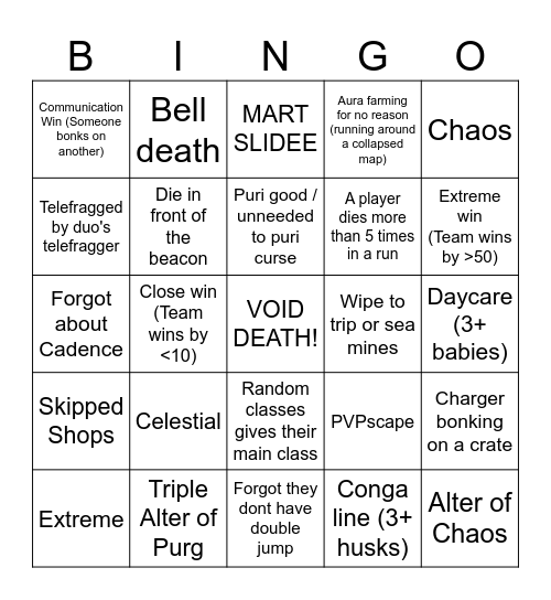 TOURNAMENT BINGO BABYY Bingo Card
