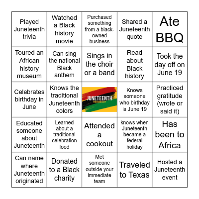 JUNETEENTH BINGO Card
