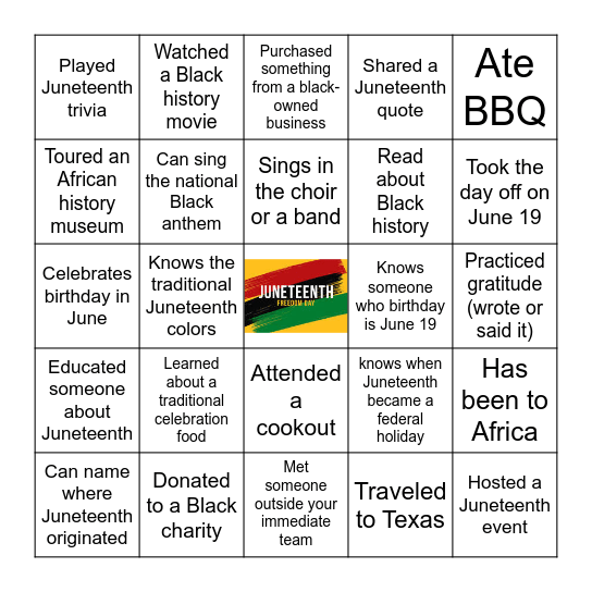 JUNETEENTH BINGO Card