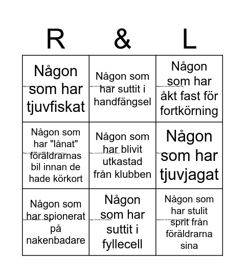 Fördomsbingo Card