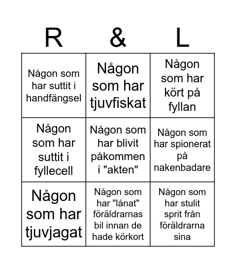 Fördomsbingo Card