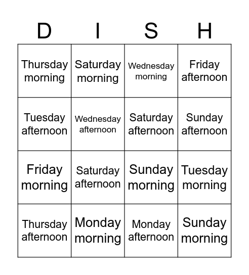bathrooms Bingo Card
